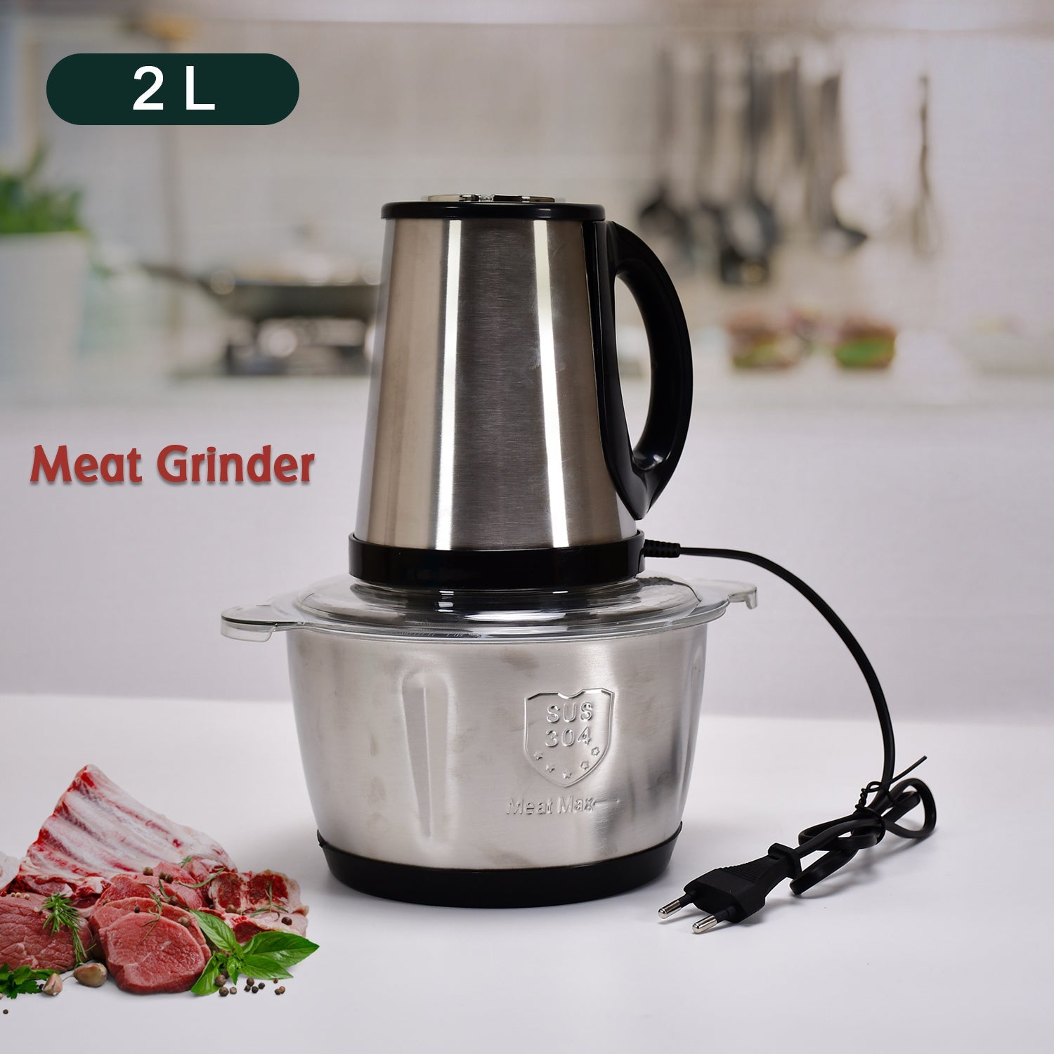 2362 STAINLESS STEEL ELECTRIC MEAT GRINDERS WITH BOWL HEAVY FOR KITCHEN FOOD CHOPPER, MEAT, VEGETABLES, ONION , GARLIC SLICER DICER, FRUIT & NUTS BLENDER (2L, 250WATTS) DeoDap 2362 STAINLESS STEEL ELECTRIC MEAT GRINDERS WITH BOWL HEAVY FOR KITCHEN FOOD CHOPPER, MEAT, VEGETABLES, ONION , GARLIC SLICER DICER, FRUIT & NUTS BLENDER (2L, 250WATTS) DeoDap